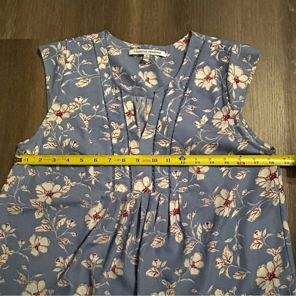 Collective Concepts Flowy Floral Blue Women's Blouse, Romantic Cottage core Top - Picture 8 of 8